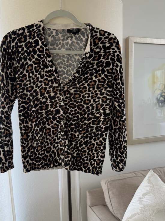 J. Crew Sweaters - J. Crew Cream, Black & Brown Leopard-Print Cardigan